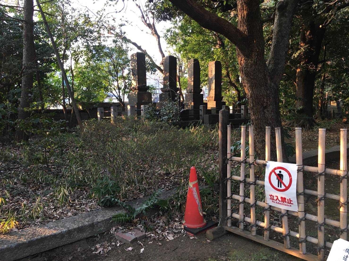 猫地帯の法明寺(ほうみょうじ)の墓石
