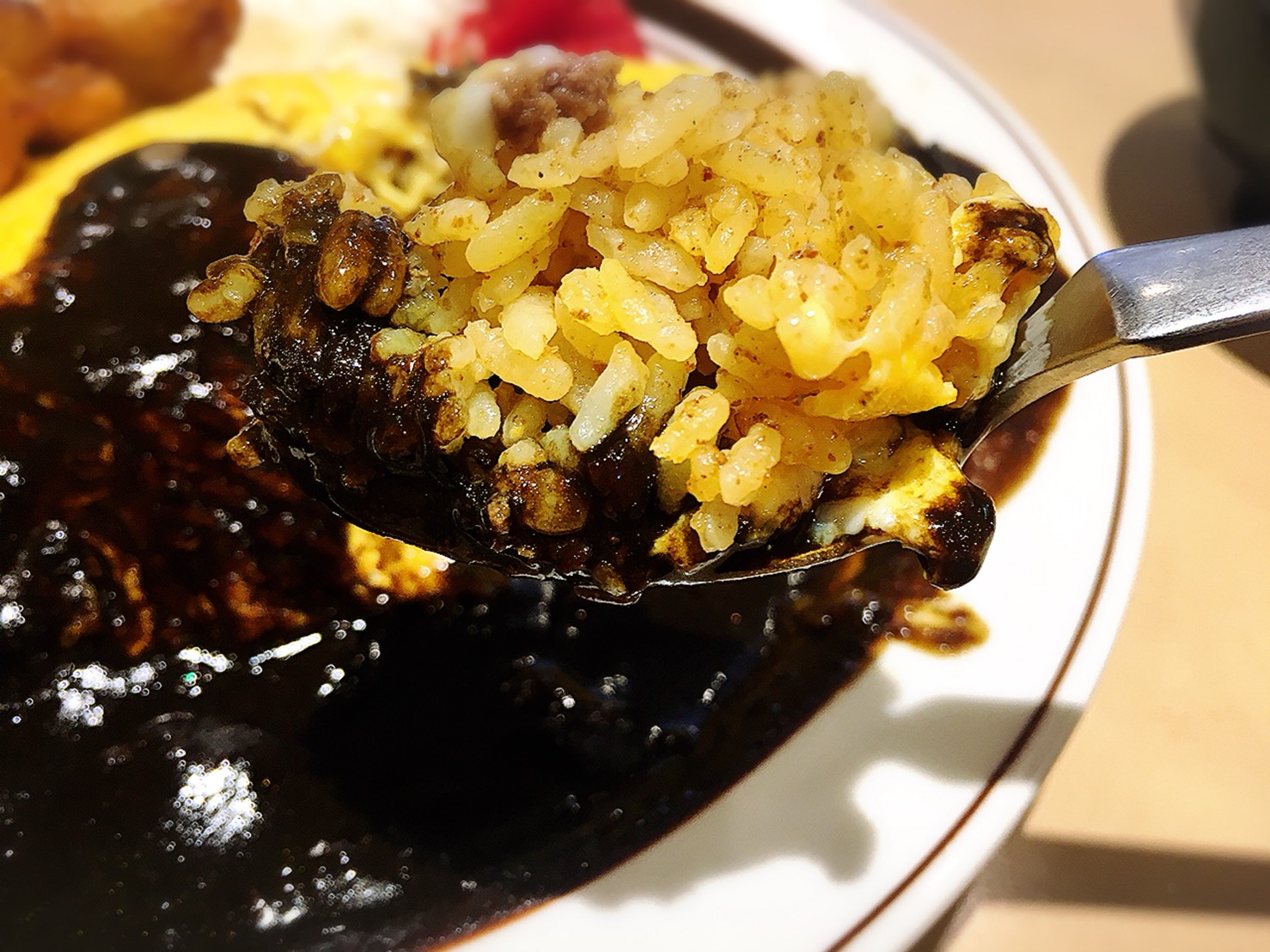【大塚駅】安い多い飽きない美味しい「キッチンABC 南大塚店2018.5.21追記の今月のおすすめメニューのオムカレーの中のドライカレー