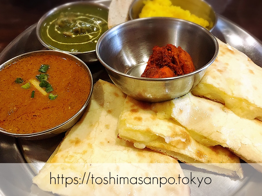 【大塚駅】インドカレー人気店「リトルムンバイ」超美味しくて熱い!チーズナン大好き!の追記3:2種カレーのランチ(チーズナンに変更)