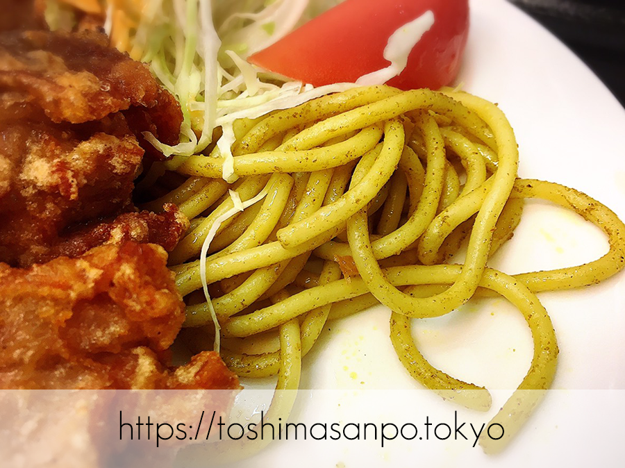 【池袋駅】街の洋食屋さんここにも発見!安うま「ランチハウスミトヤ」の付け合わせのスパゲティー