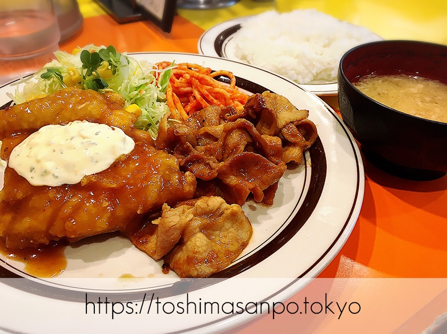 【池袋駅】安定の最強デブ食!美味しさ実感「キッチンABC池袋東口店」のチキン南蛮定食焼肉セット