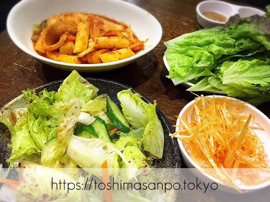 【池袋駅】気軽に手軽に安く韓国家庭料理が楽しめる「イモチャン」ニラチヂミがナイス!のサンチュサラダ・トッポギ