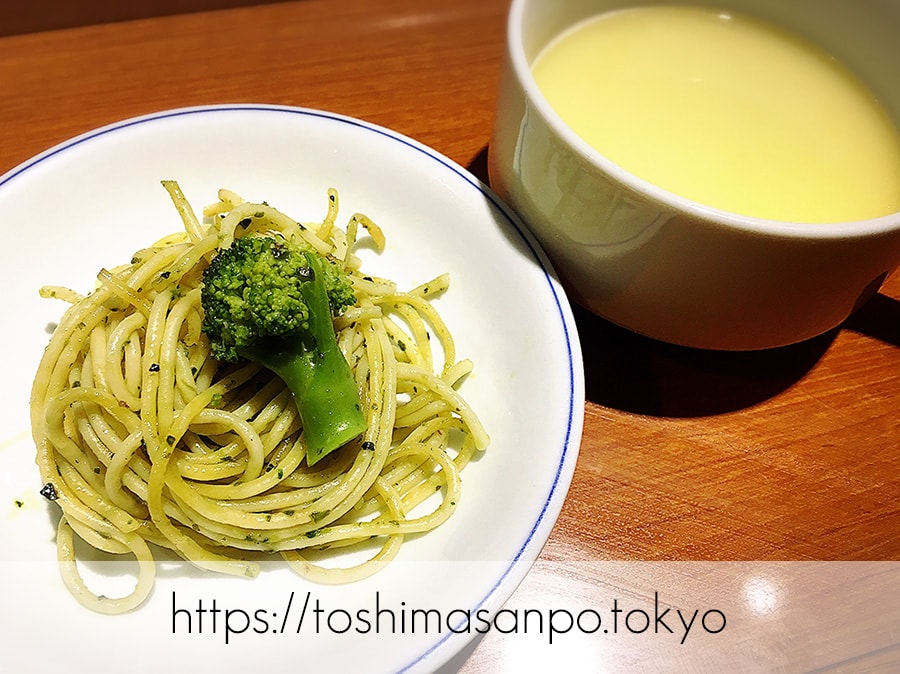 【池袋駅】なにこれ楽しい!みんなで行こうよ、自分で揚げる串揚げの食べ放題「串家物語 LABI1池袋店」のコーンスープとパスタ