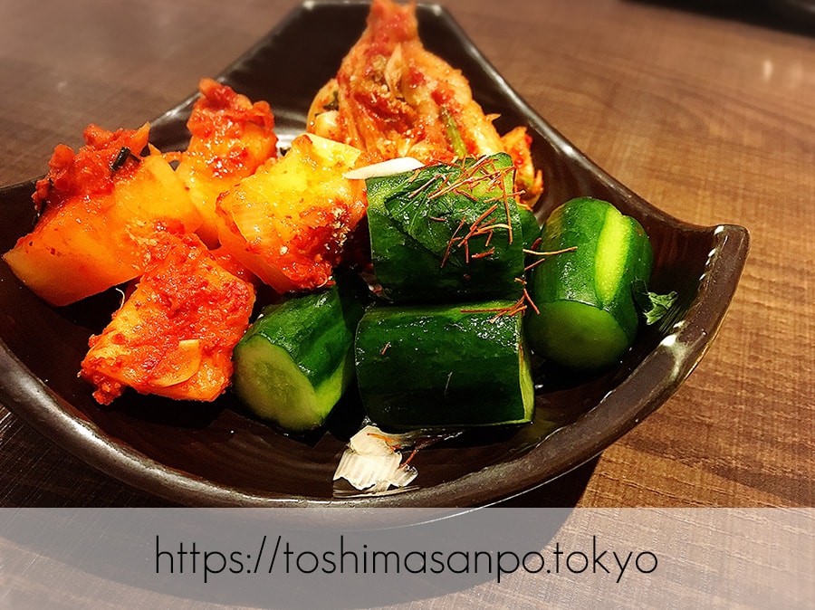 【池袋駅】朝5:00まで営業!A5黒毛和牛に大満足。茨城県産常陸牛一頭買いの「勇里庵」のキムチ盛り合わせ