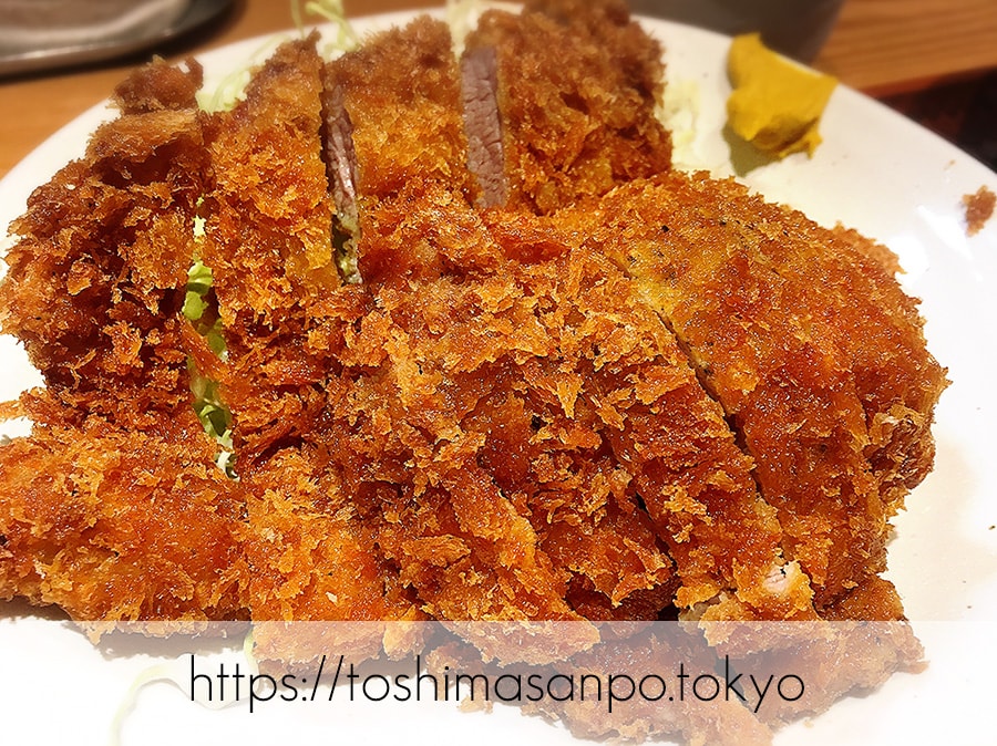 【池袋駅】とんかつは飲み物か確かめてみたけど、飲み物ではない!コスパ高すぎ「とんかつは飲み物。」の濃厚とんかつ1.5倍定食のとんかつのズーム