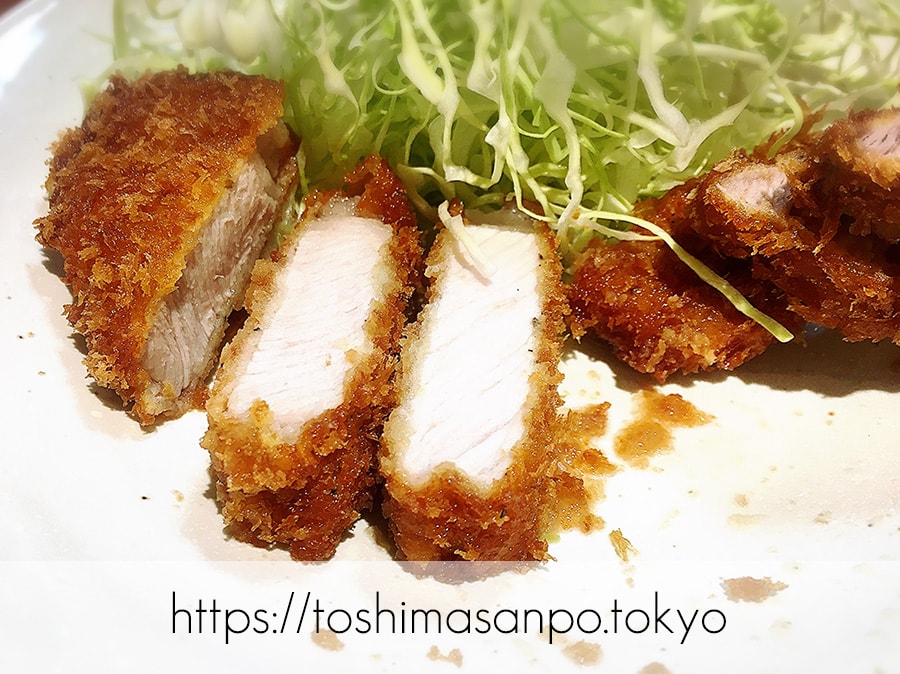 【池袋駅】とんかつは飲み物か確かめてみたけど、飲み物ではない!コスパ高すぎ「とんかつは飲み物。」の淡麗とんかつ定食のとんかつの断面