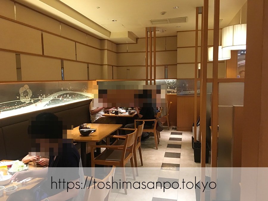 【池袋駅】百貨店ならではの良サービス!十五穀米も嬉しいプチリッチなとんかつ「○かつ亭 西武池袋店」の店内