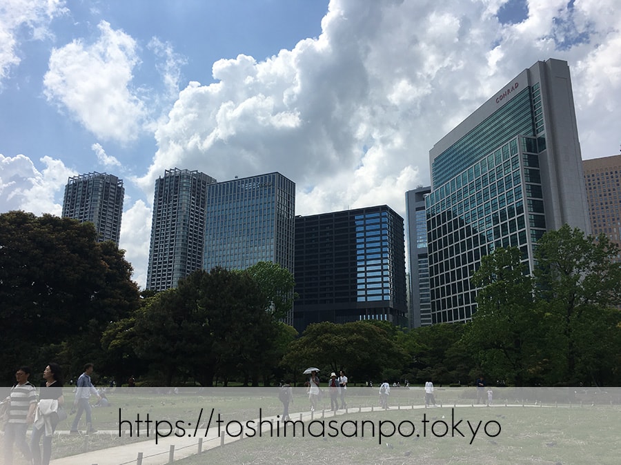 【汐留駅】水上バスにも乗れる!東京湾から繋がる江戸時代の広大な庭園「浜離宮恩賜庭園」の風情。の浜離宮恩賜庭園の景色1