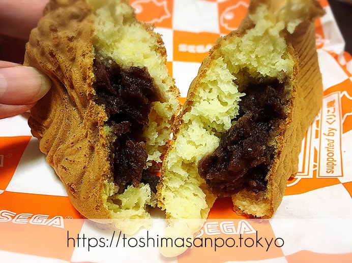 豊島区・池袋駅周辺:散策のお供にたい焼き食べよう〜!美味しいと有名な5店舗をご紹介。のセガの小倉あんたい焼きの割ったもの