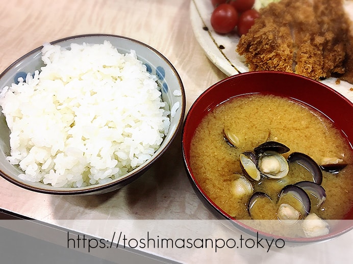 【大塚駅】創業から約60年!老舗とんかつ屋さん「とんかつ赤尾」の上ロース定食はやさしい家庭の味♡の上ロース定食のごはんとお味噌汁