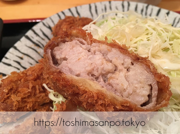 【池袋駅】復活再始動!嬉嬉豚とんかつ『君に、揚げる。』この肉この価格で!?驚くべき脂と甘さにうっとり。の肉巻きメンチカツ