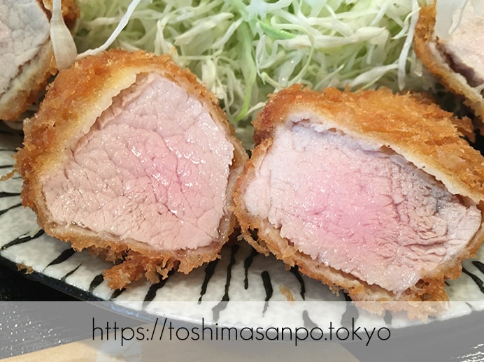 【池袋駅】復活再始動!嬉嬉豚とんかつ『君に、揚げる。』この肉この価格で!?驚くべき脂と甘さにうっとり。の特上ヒレかつの断面